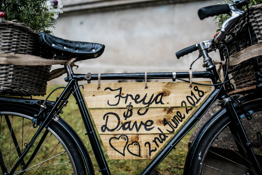 Bike Bicycle Sign Wooden Lettering Caligraphy Decor Cleatham Hall Wedding Kazooieloki Photography