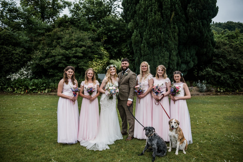 Pale Pink Long Maxi Dresses Bridesmaids Cleatham Hall Wedding Kazooieloki Photography