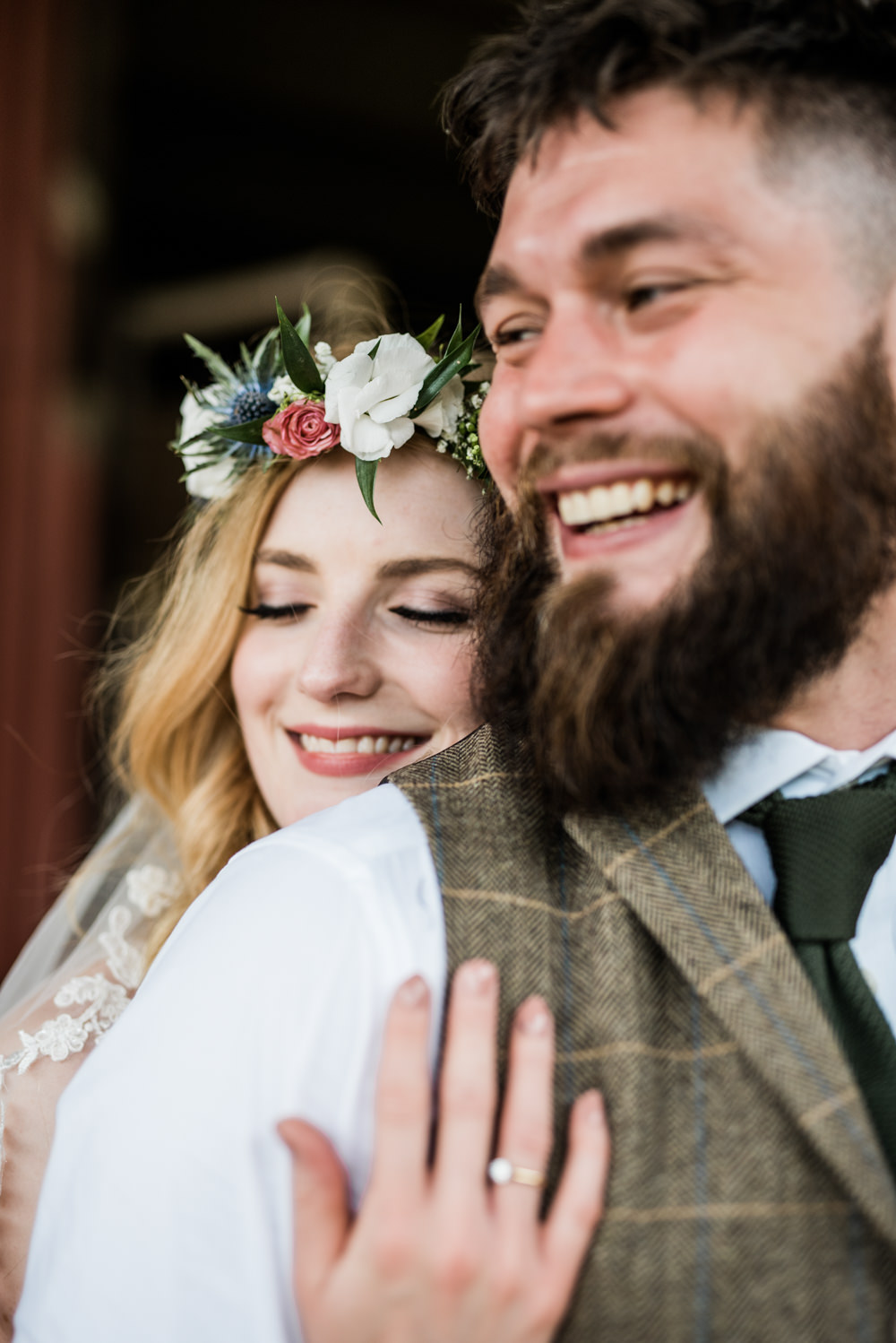 Flower Crown Flowers Bride Bridal Pink Blue Rose Thistle Hydrangea Gypsophila Make Up Beauty Cleatham Hall Wedding Kazooieloki Photography