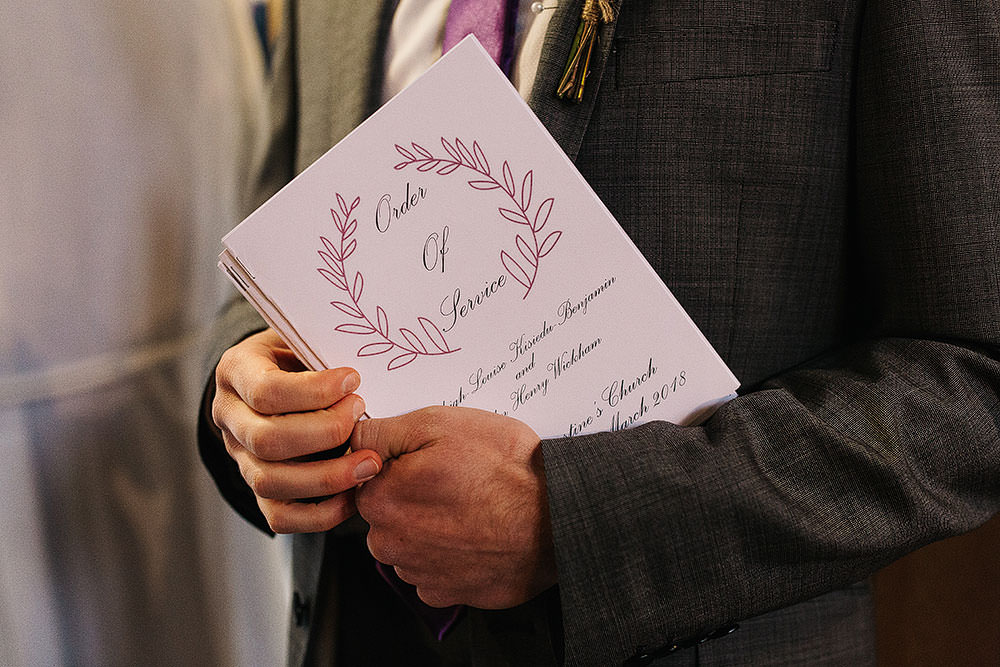 Order of Service Wreath Stationery Cressbrook Hall Wedding Paul Joseph Photography