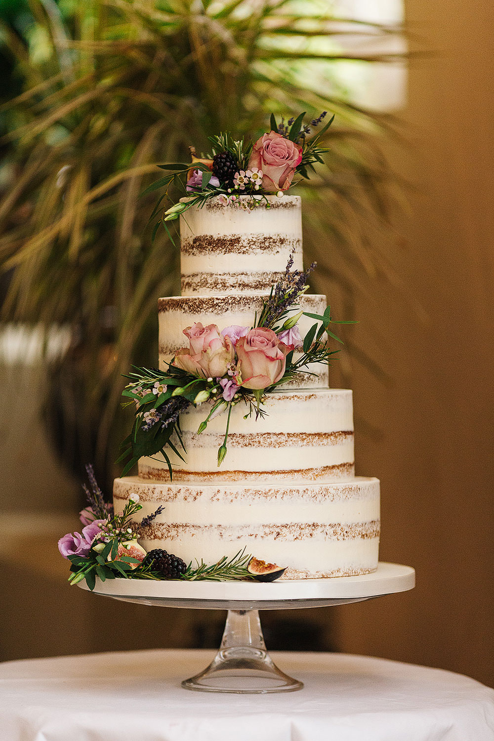 Semi Naked Buttercream Cake Floral Flowers Rose Cressbrook Hall Wedding Paul Joseph Photography