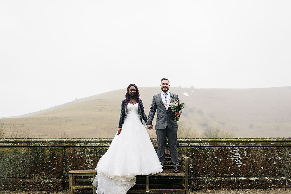 Bride Bridal Sweetheart Neckline A Line Ted Baker Checked Groom Floral Tie Leather Jacket Cressbrook Hall Wedding Paul Joseph Photography