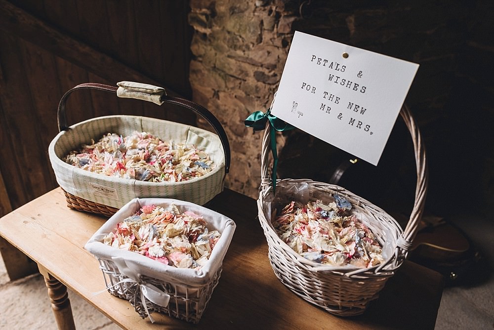 Confetti Baskes Signs Petals DIY Home Barn Tipi Wedding Marta May Photography