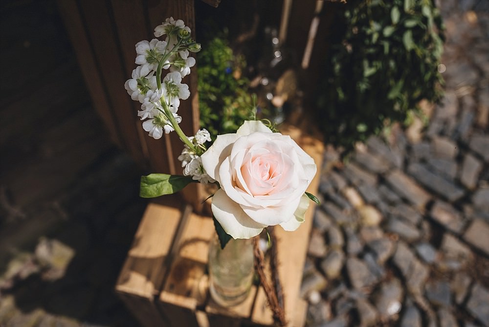 Rose Bottle Flowers DIY Home Barn Tipi Wedding Marta May Photography
