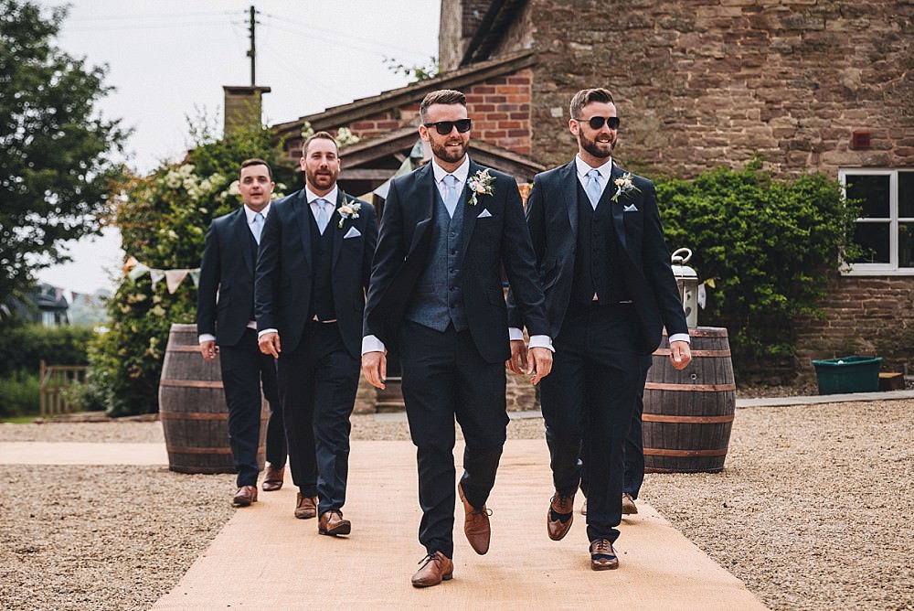 Groom Suit Navy Tweed Waistcoat Sunglasses Groomsmen DIY Home Barn Tipi Wedding Marta May Photography