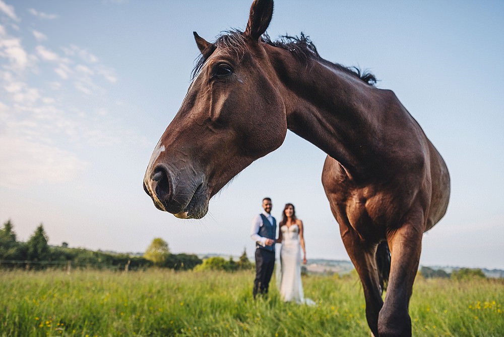 Horse Bride Groom Portrait Photos DIY Home Barn Tipi Wedding Marta May Photography