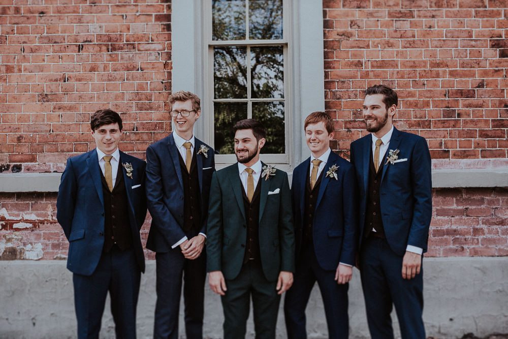 Groom Suit Grey Mustard Tie Groomsmen Faversham Wedding Leeds Steven Haddock Photography