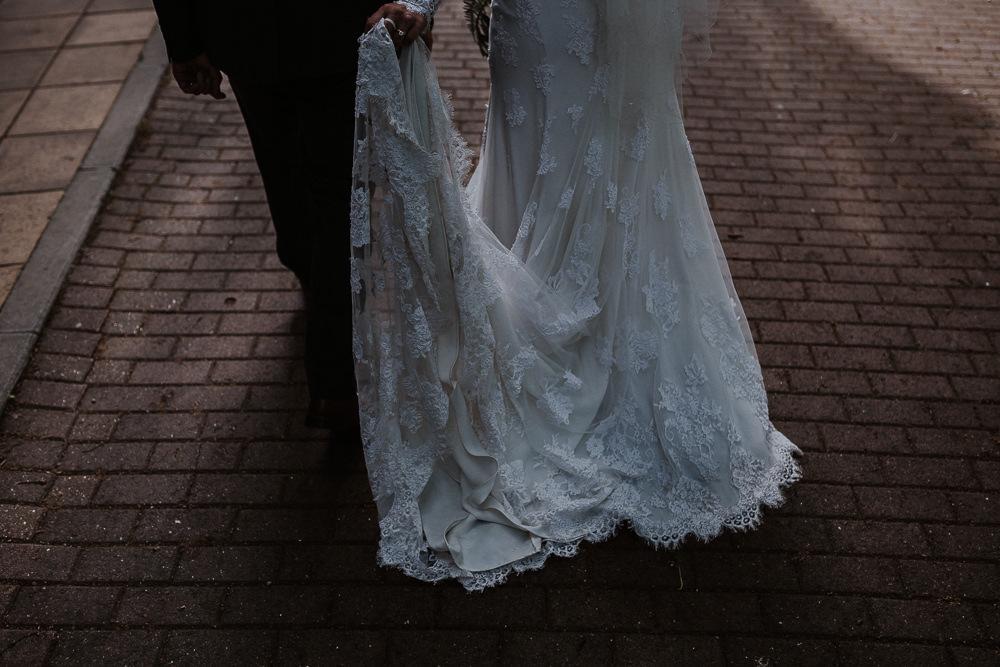 Lace Dress Gown Train Bride Bridal Faversham Wedding Leeds Steven Haddock Photography