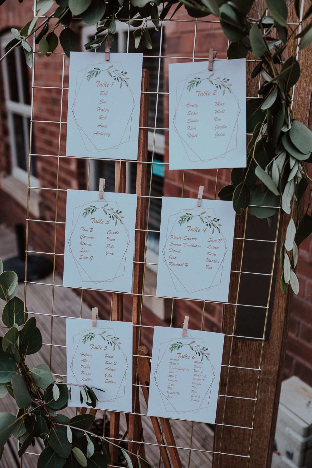 Botanical Seating Plan Table Chart Wire Pegs Faversham Wedding Leeds Steven Haddock Photography