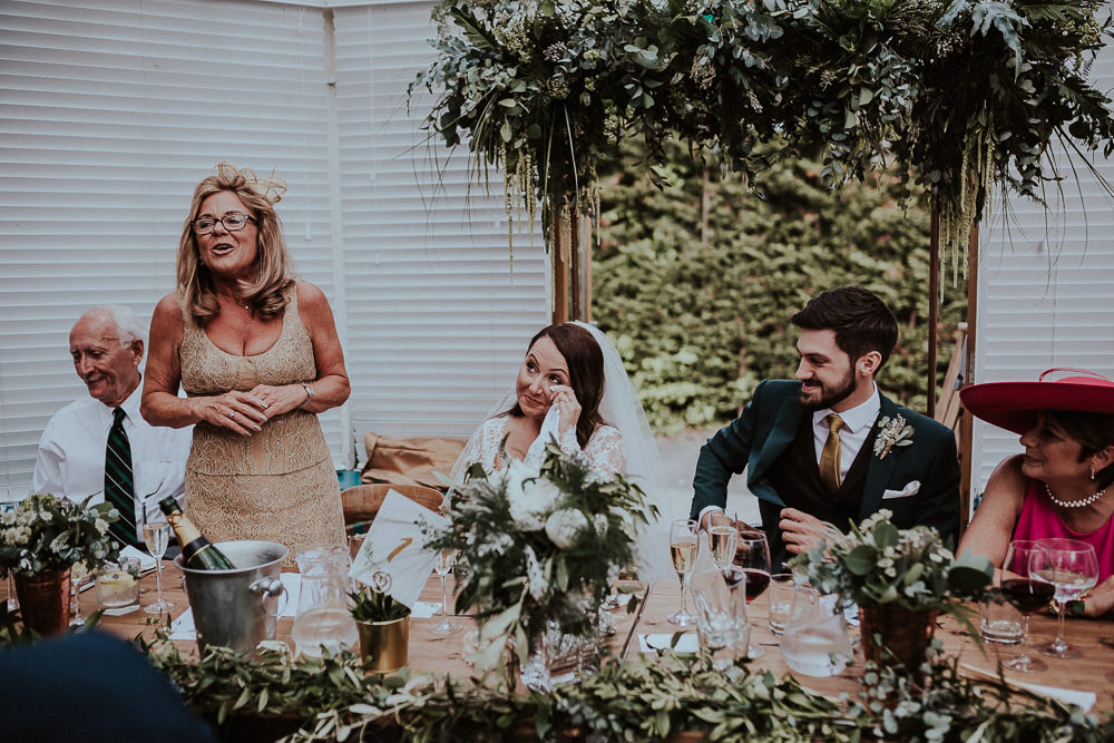 Top Table Flowers Greenery Foliage Backdrop Metal Frame Faversham Wedding Leeds Steven Haddock Photography