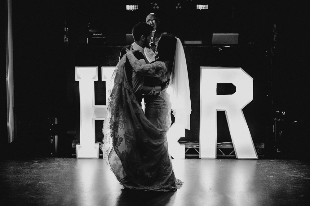 Letter Lights First Dance Faversham Wedding Leeds Steven Haddock Photography