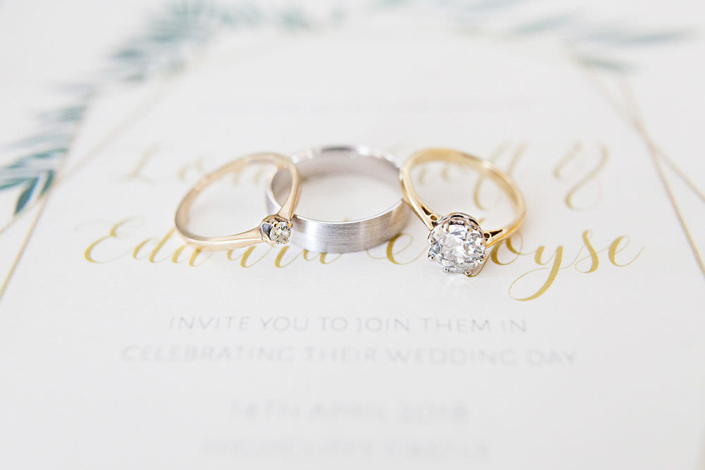 Rings Bands Gold Diamond Engagement Highcliffe Castle Wedding Bowtie and Belle Photography