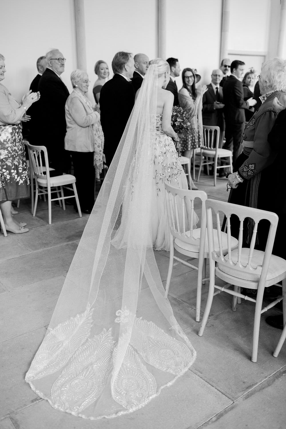 Glitter Embellished Detailed Long Veil Bride Bridal Highcliffe Castle Wedding Bowtie and Belle Photography