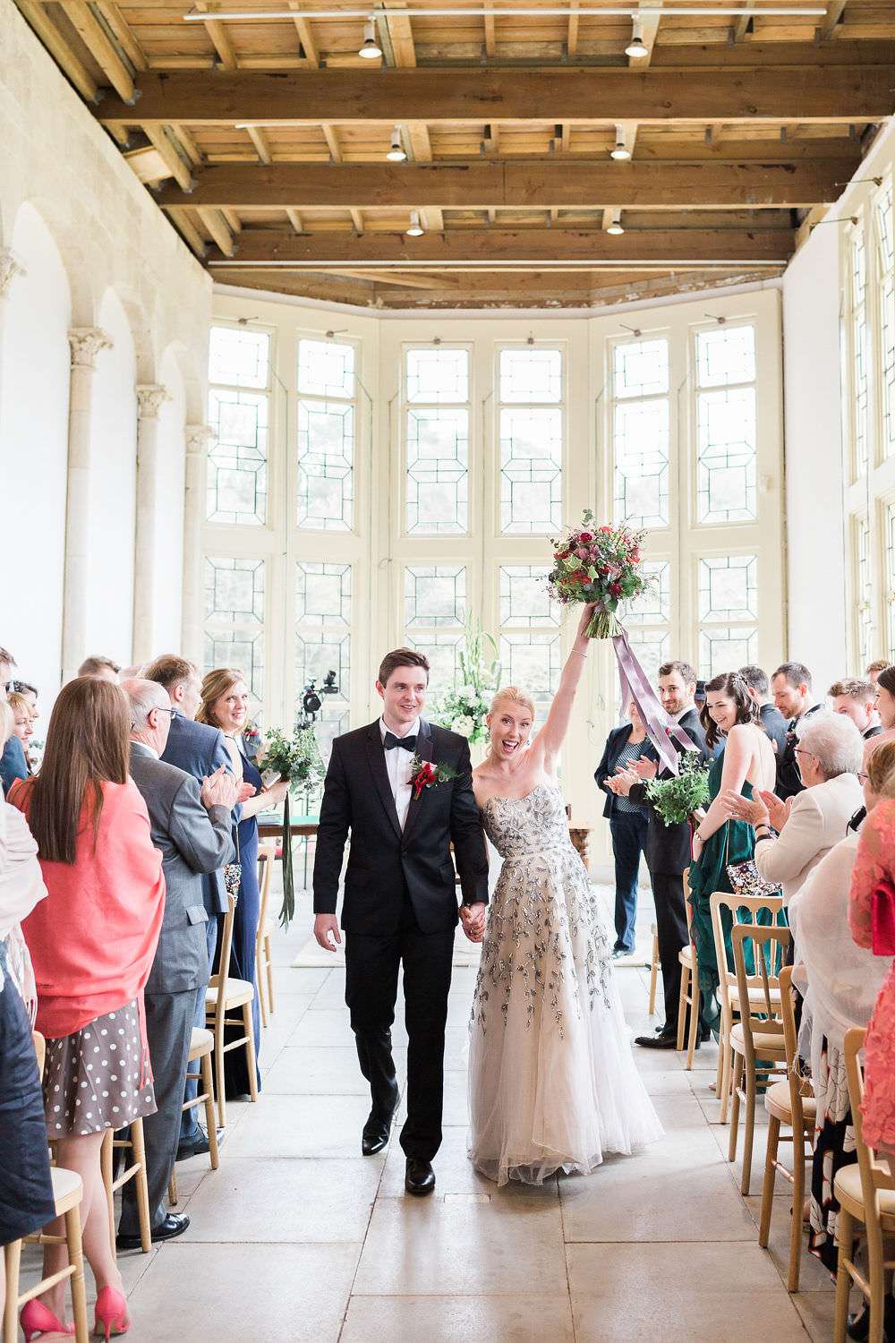 Just Married Highcliffe Castle Wedding Bowtie and Belle Photography