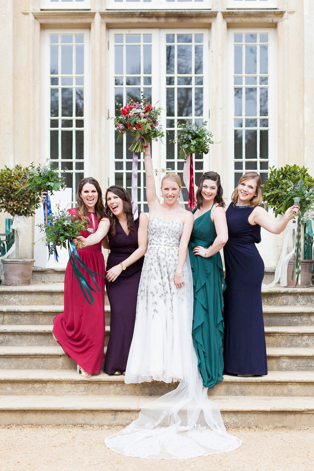Bridesmaid Dresses Dress Long Maxi Jewel Gem Red Purple Highcliffe Castle Wedding Bowtie and Belle Photography