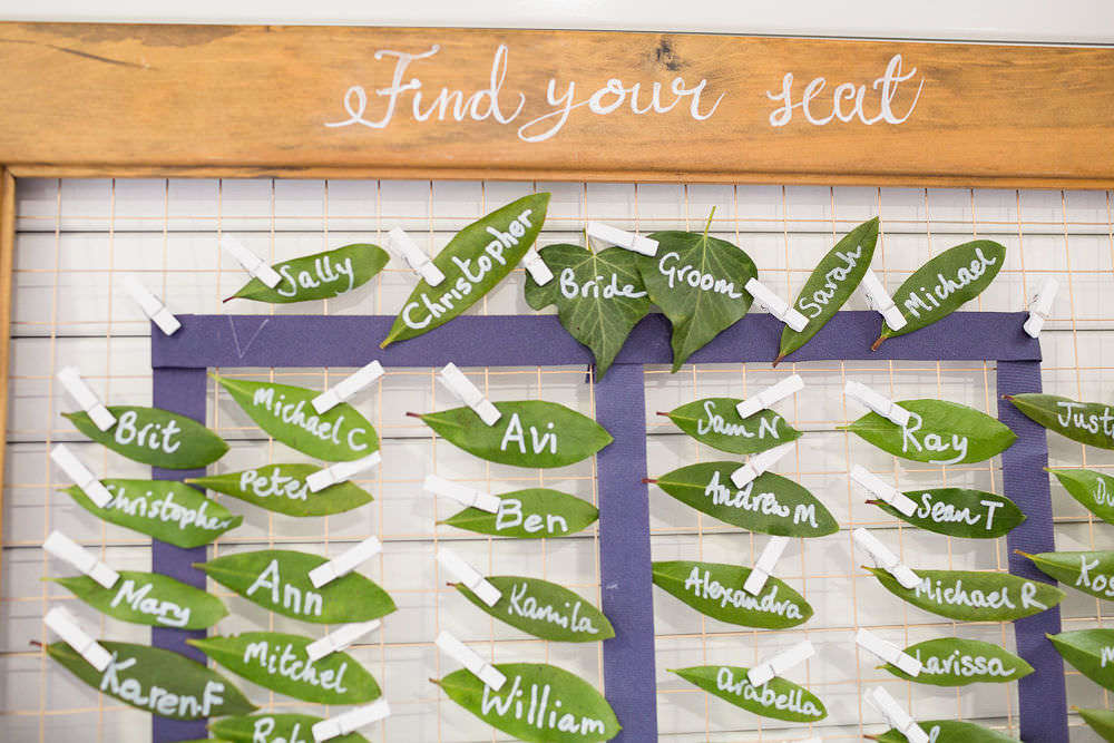 Table Plan Seating Chart Escort Cards Leaves Leaf Pegs Highcliffe Castle Wedding Bowtie and Belle Photography