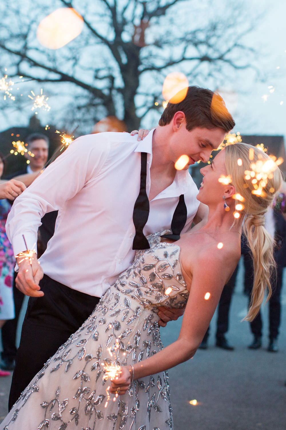 Sparkler Send Off Exit Kiss Highcliffe Castle Wedding Bowtie and Belle Photography