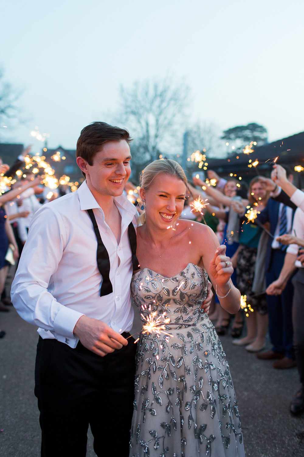 Sparkler Send Off Exit Highcliffe Castle Wedding Bowtie and Belle Photography