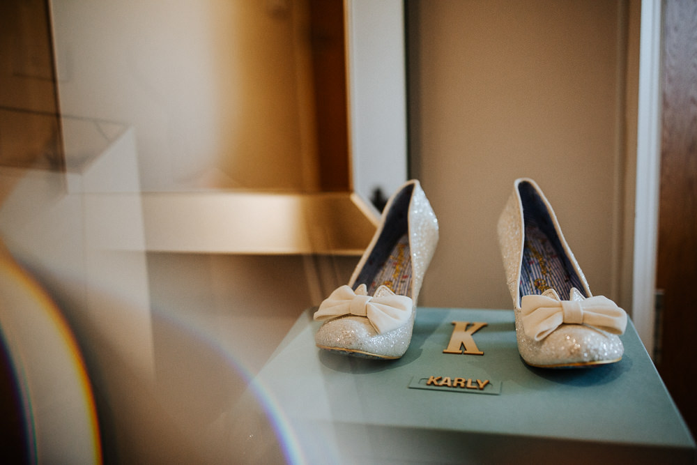 Irregular Choice Glitter Bow Shoes Bride Bridal Holmes Mill Wedding Emilie May Photography