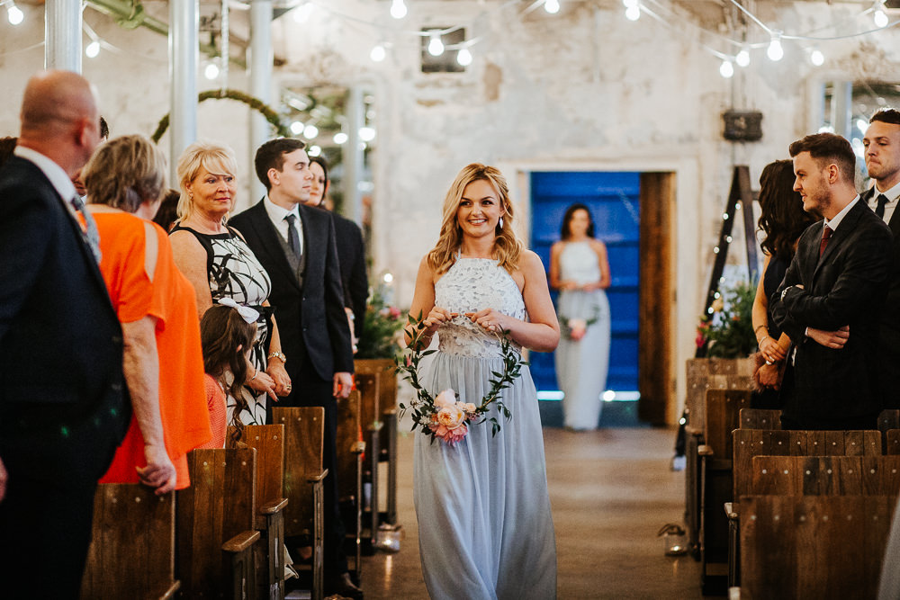 Bridesmaid Wreath Hoop Bouquet Holmes Mill Wedding Emilie May Photography