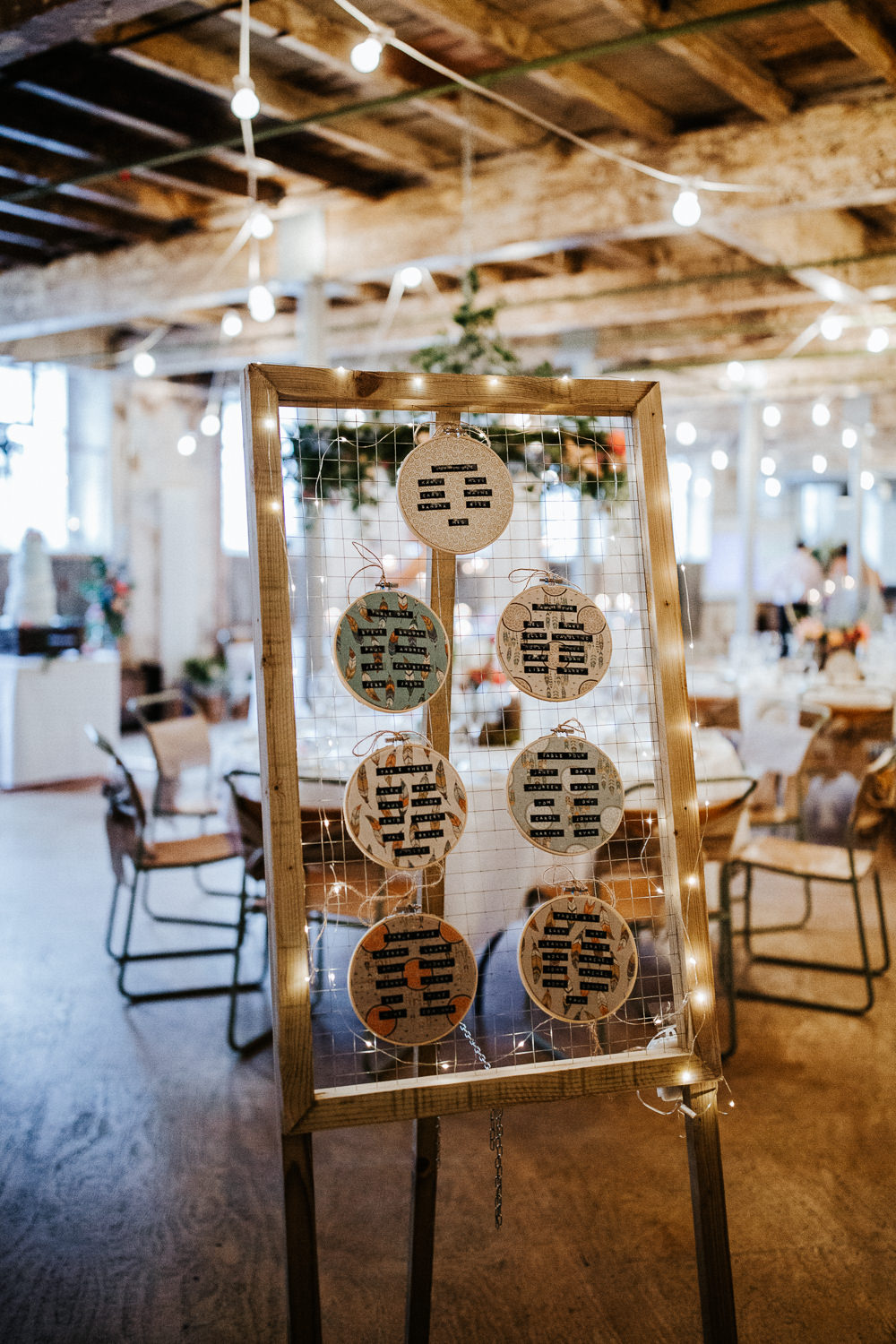 Seating Plan Table Chart Embroidery Hoops Frame Holmes Mill Wedding Emilie May Photography