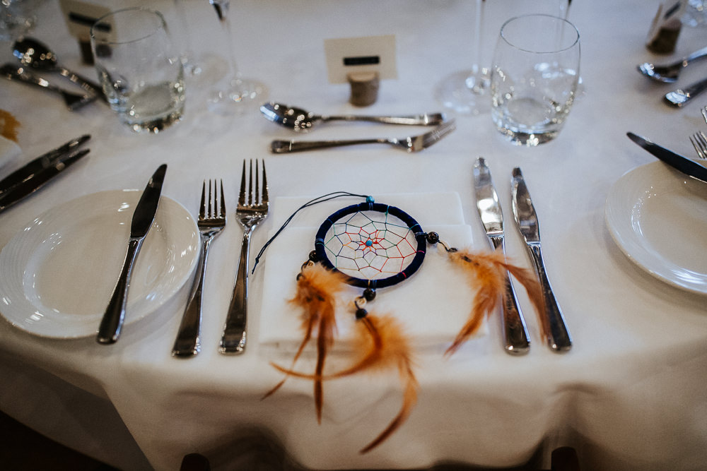 Dreamcatcher Favour Place Setting Holmes Mill Wedding Emilie May Photography