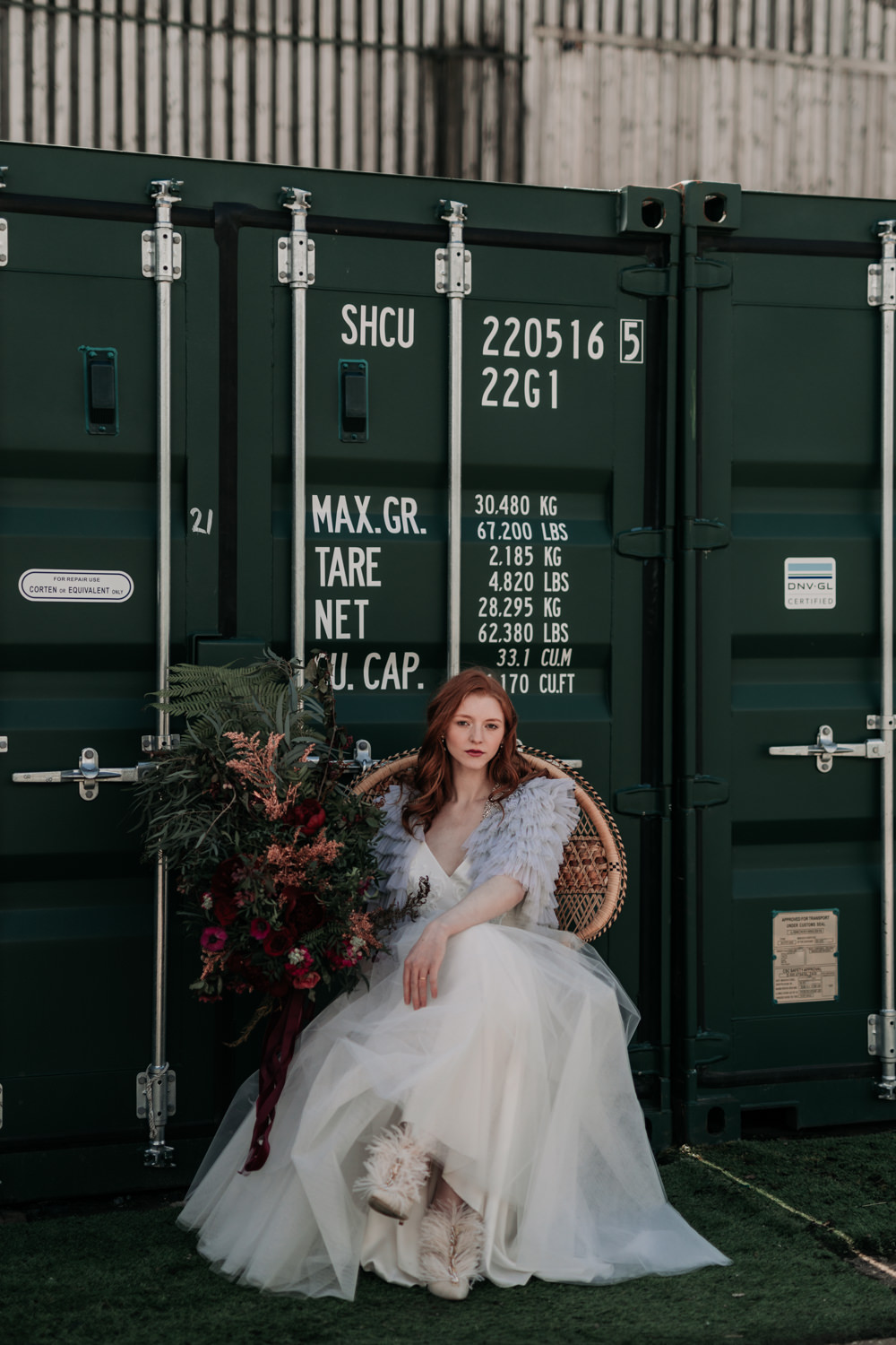 Bride Bridal Shoes Heels Feathers Industrial Luxe Wedding Ideas Balloon Installation Ayelle Photography