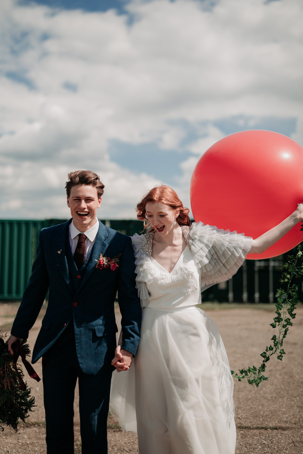 Giant Balloon Bride Groom Industrial Luxe Wedding Ideas Balloon Installation Ayelle Photography