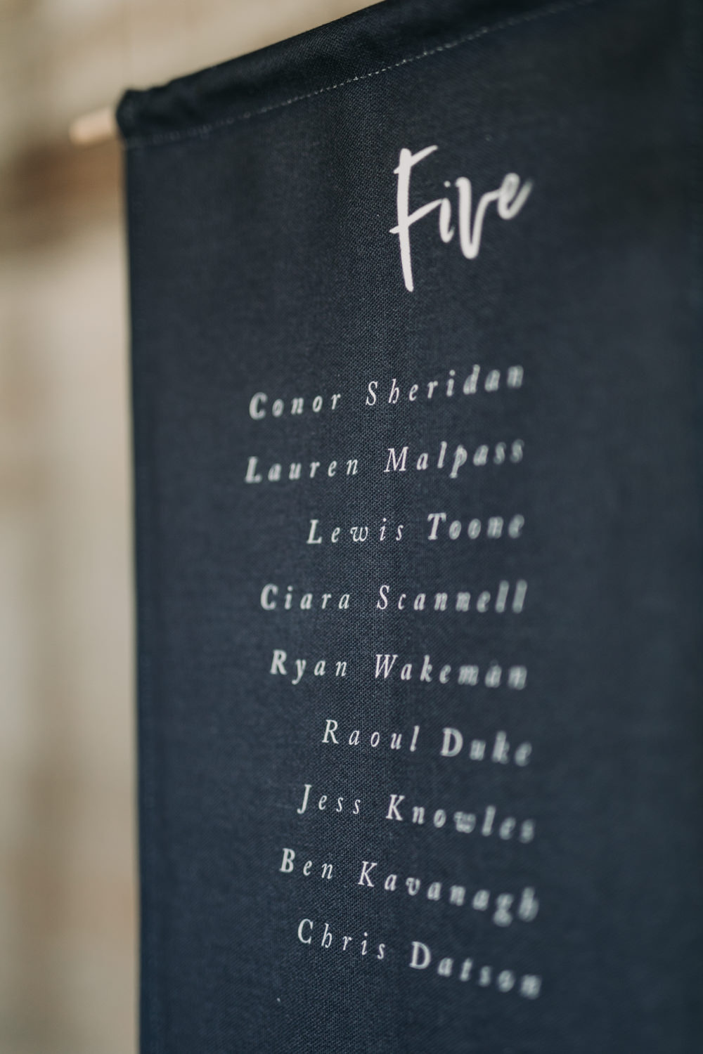Seating Plan Seating Chart Navy Blue Frame Wooden Flowers Suspended Hanging Banner Scroll Industrial Luxe Wedding Ideas Balloon Installation Ayelle Photography