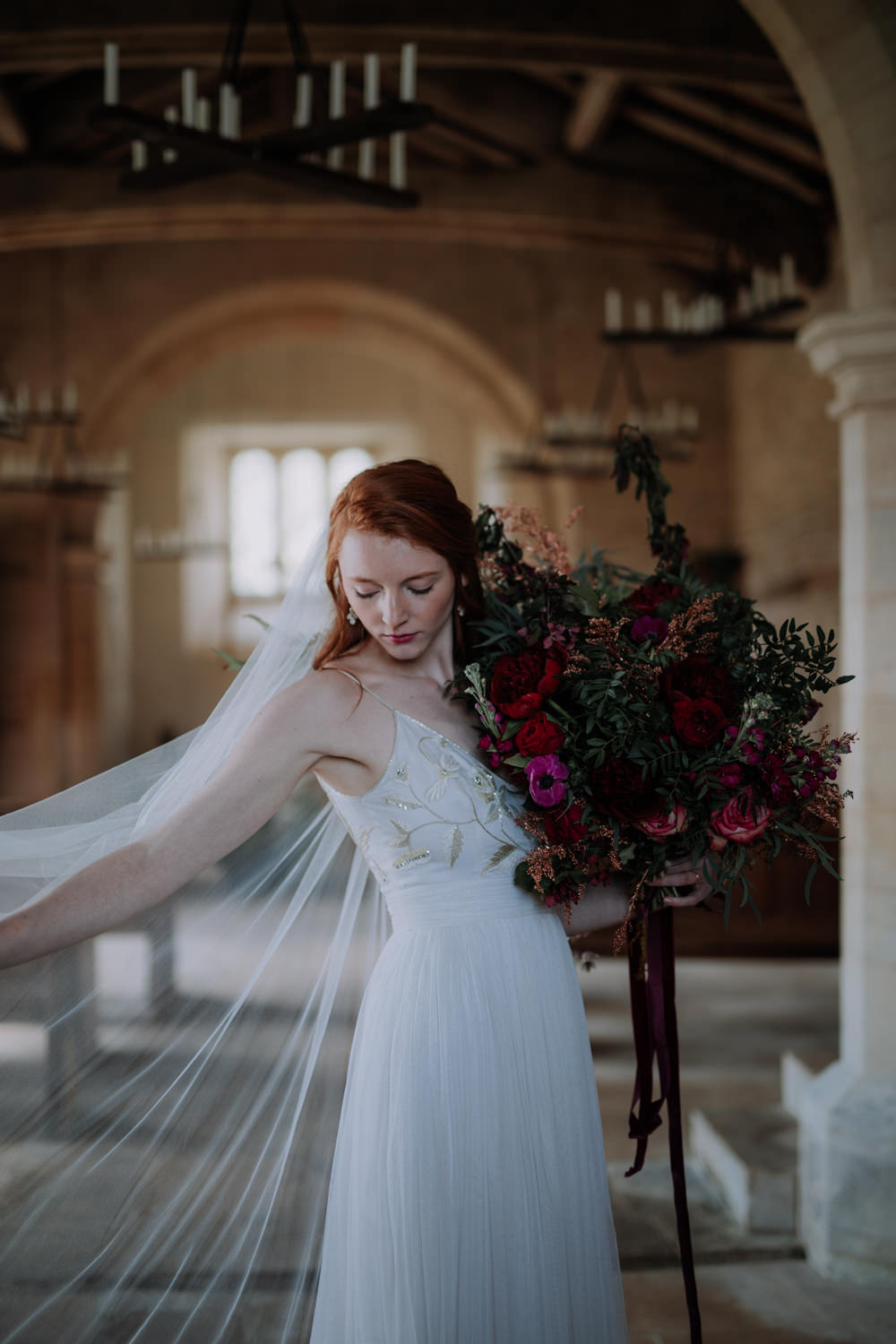 Bride Bridal Dress Gown Veil Silk Tulle Emellished Floral Industrial Luxe Wedding Ideas Balloon Installation Ayelle Photography