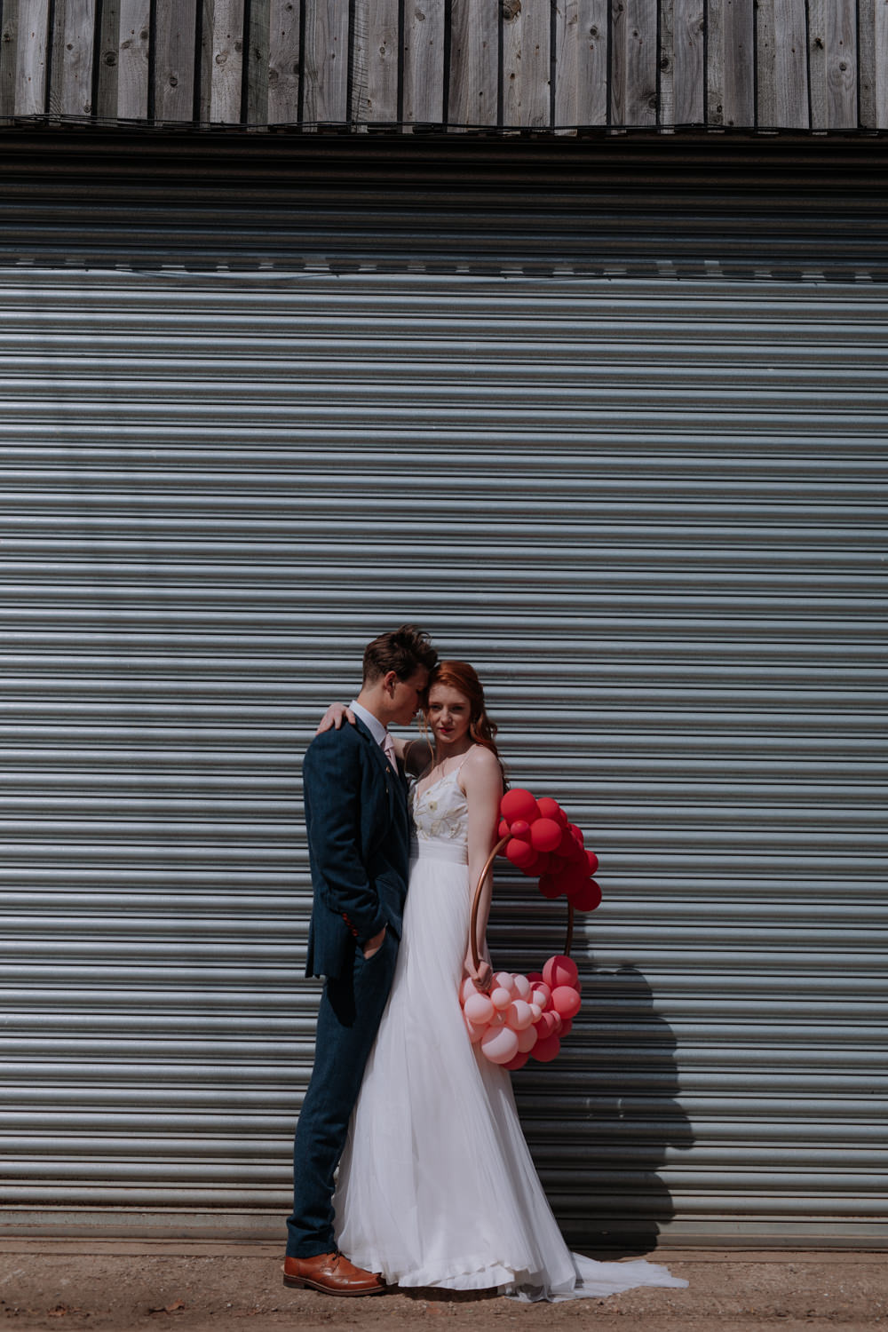 Balloon Wreath Hoop Bride Bridal Alternative Industrial Luxe Wedding Ideas Balloon Installation Ayelle Photography