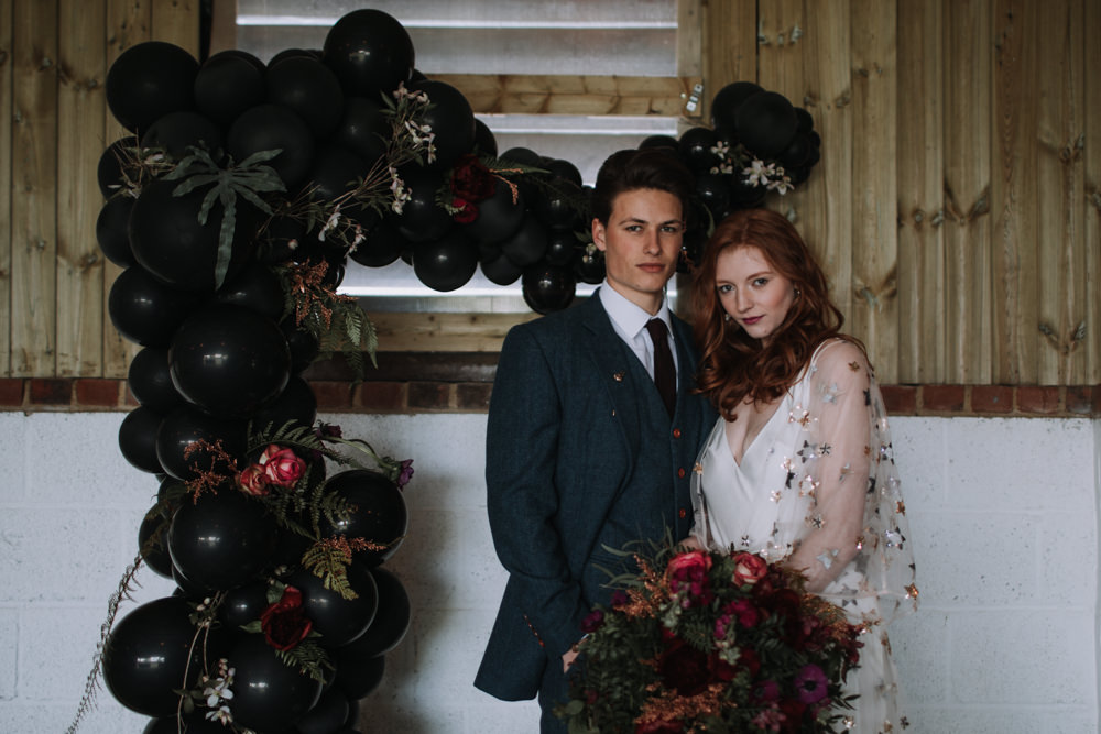 Backdrop Bride Groom Industrial Luxe Wedding Ideas Balloon Installation Ayelle Photography