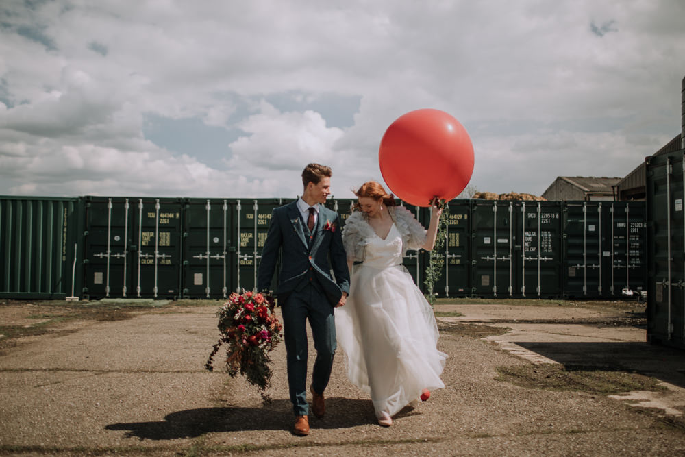 Giant Balloon Bride Groom Industrial Luxe Wedding Ideas Balloon Installation Ayelle Photography