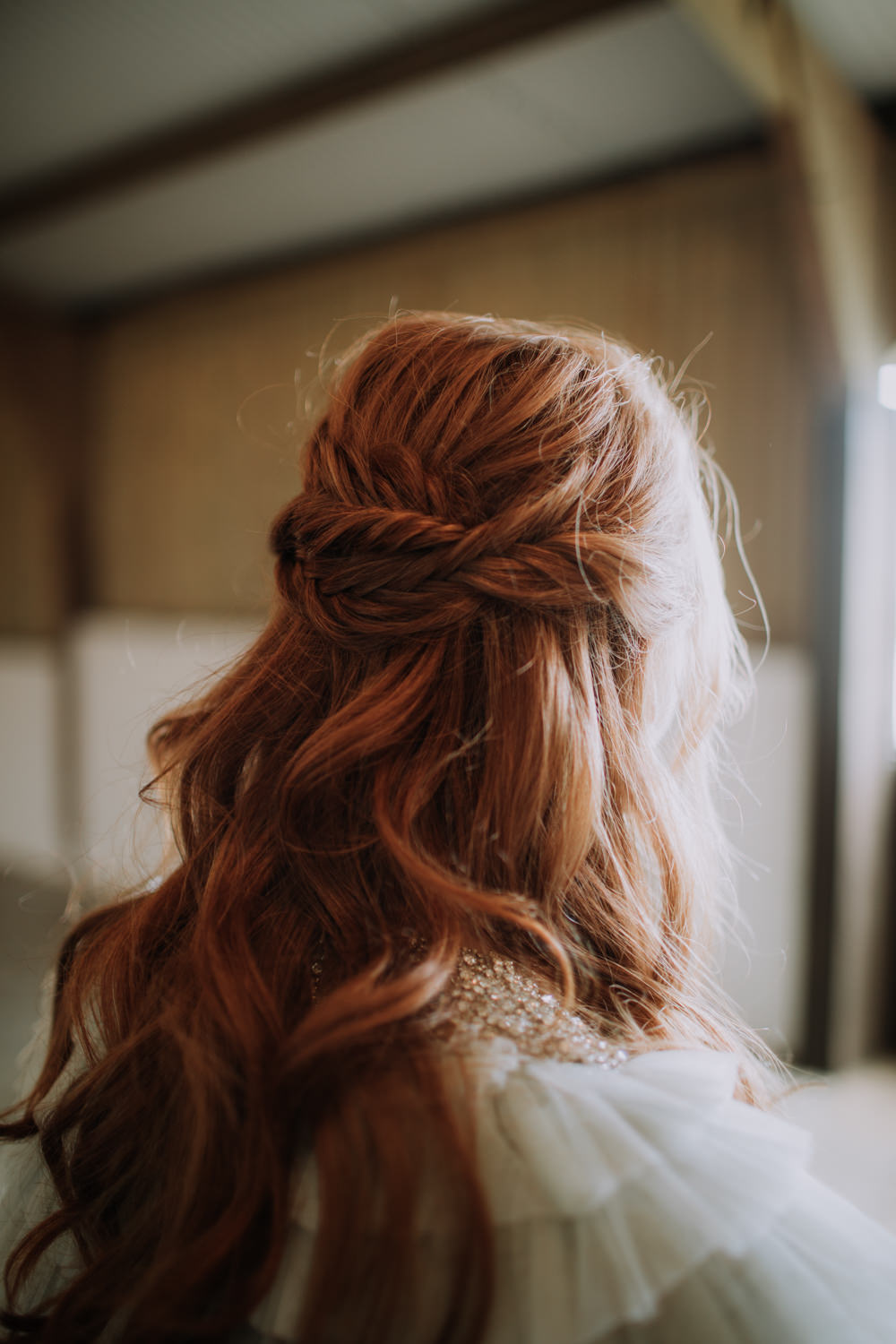 Hair Bride Bridal Style Half Up Do Braids Plaits Industrial Luxe Wedding Ideas Balloon Installation Ayelle Photography