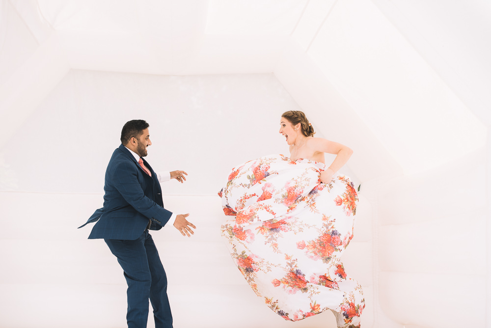 Bouncy Castle Bride Groom Irnham Hall Wedding Lucie Watson Photography
