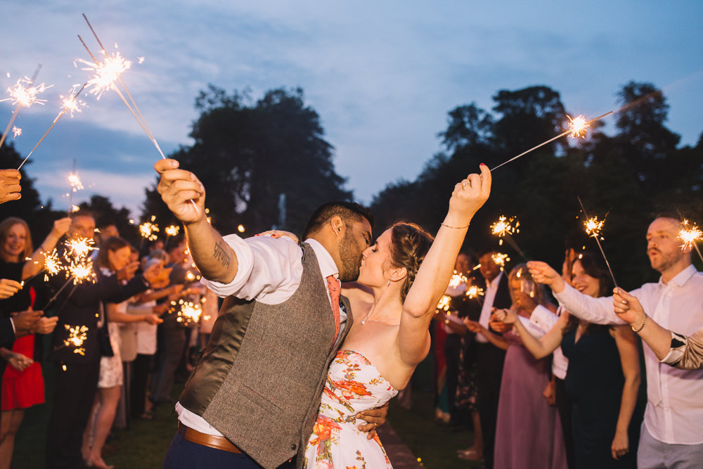 Sparkler Send Off Exit Evening Irnham Hall Wedding Lucie Watson Photography