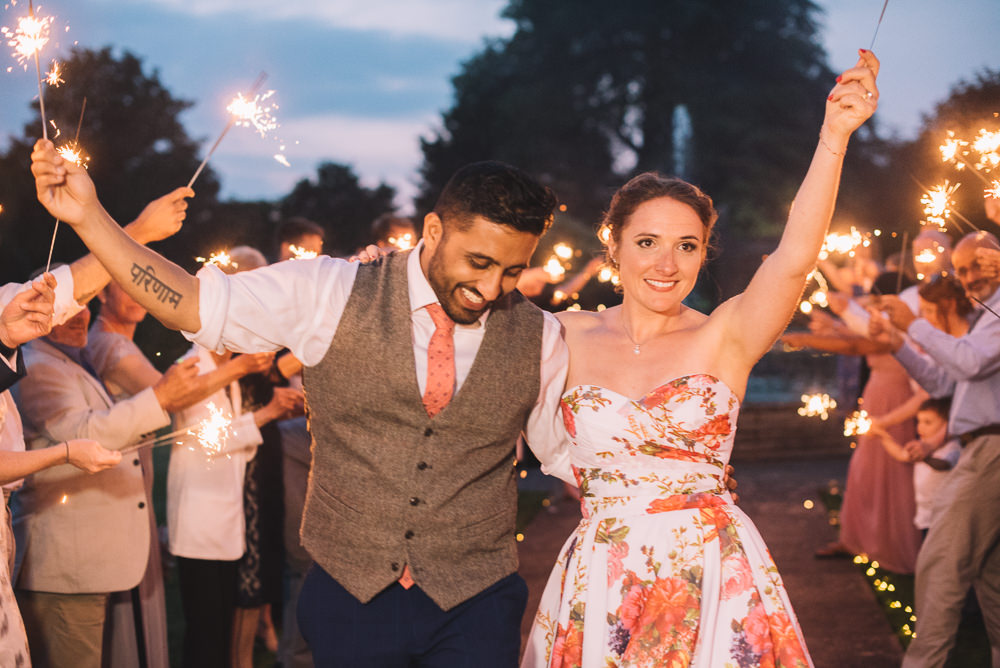 Sparkler Send Off Exit Evening Irnham Hall Wedding Lucie Watson Photography