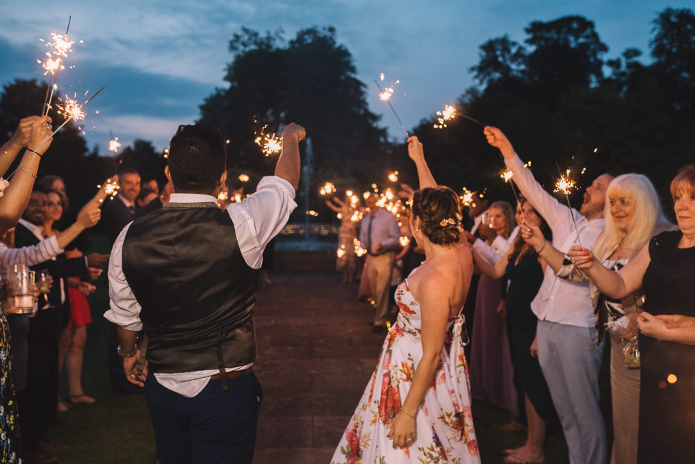 Sparkler Send Off Exit Evening Irnham Hall Wedding Lucie Watson Photography