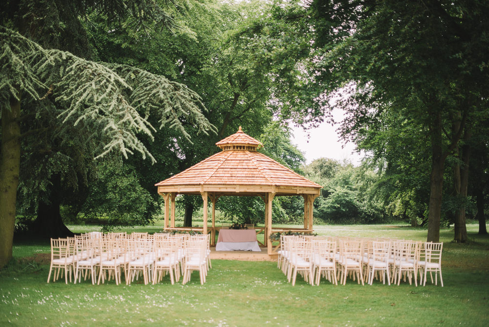 Ceremony Gazebo Outdoor UK Garden Irnham Hall Wedding Lucie Watson Photography