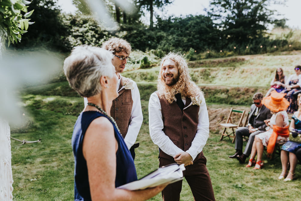 Keeper and The Dell Boho Farm Field Marquee DIY Alternative Rustic Outdoor Ceremony Arch Macrame Groom Celebrant | Relaxed Outdoor Wedding with 1000 Rainbow Origami Cranes Dan Biggins Photography