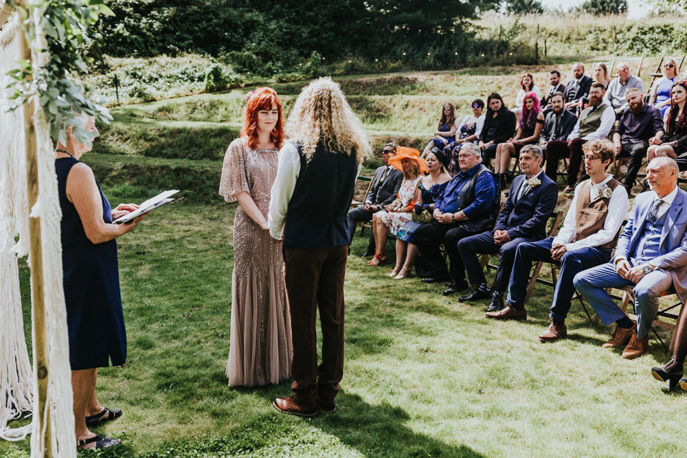 Keeper and The Dell Boho Farm Field Marquee DIY Alternative Rustic Outdoor Ceremony Macrame Ivy Bride Groom Apache Blessing | Relaxed Outdoor Wedding with 1000 Rainbow Origami Cranes Dan Biggins Photography