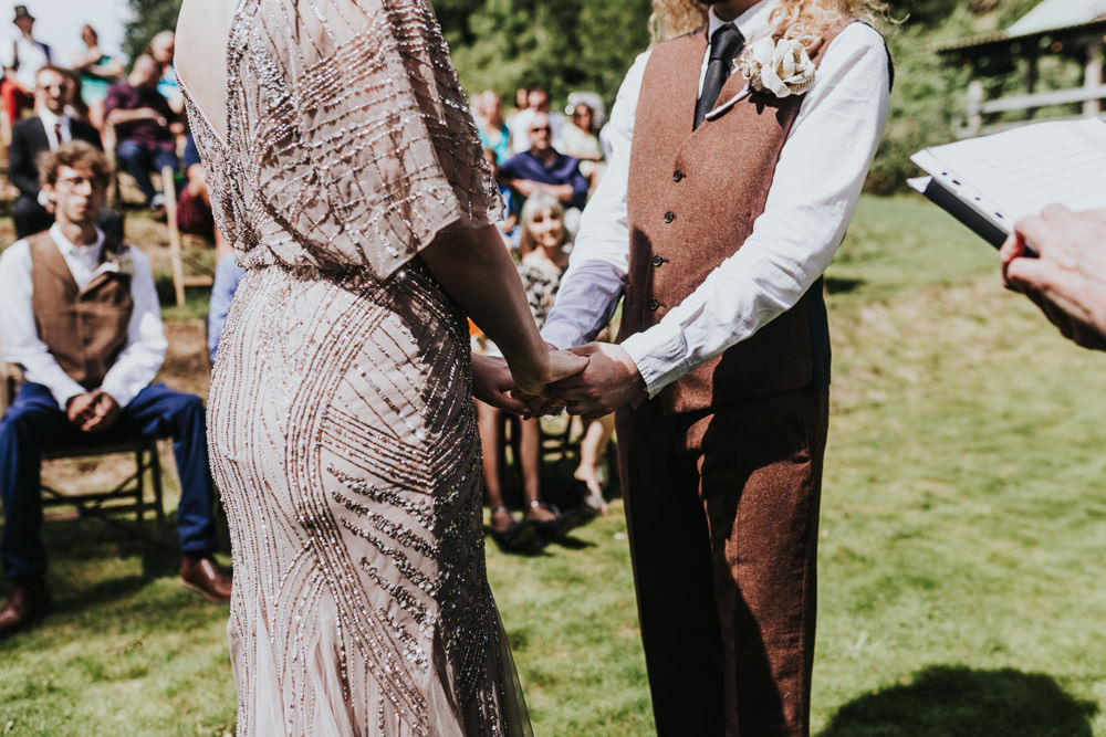 Keeper and The Dell Boho Farm Field Marquee DIY Alternative Rustic Outdoor Ceremony Macrame Ivy Bride Groom Apache Blessing paper Rose Buttonhole | Relaxed Outdoor Wedding with 1000 Rainbow Origami Cranes Dan Biggins Photography