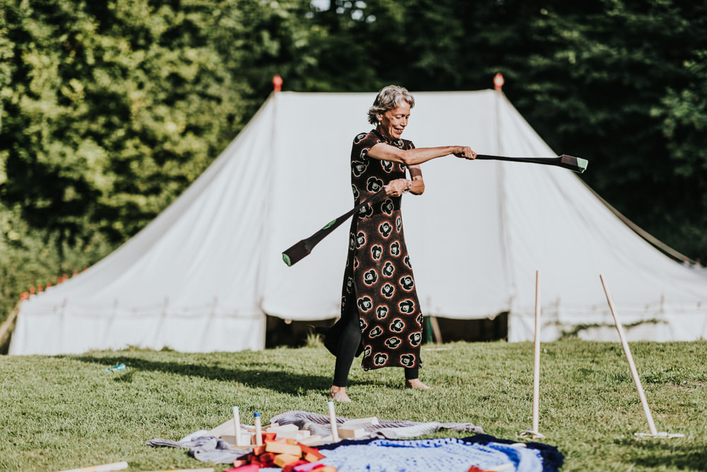 Keeper and The Dell Boho Farm Field Marquee DIY Alternative Rustic Garden Games | Relaxed Outdoor Wedding with 1000 Rainbow Origami Cranes Dan Biggins Photography