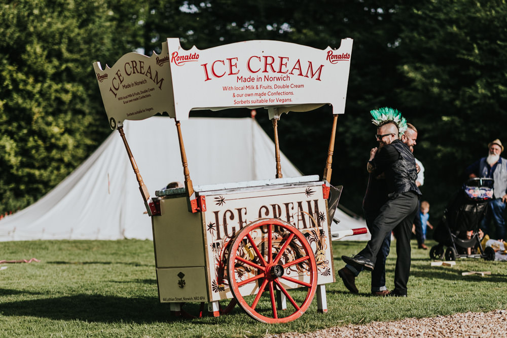 Keeper and The Dell Boho Farm Field Marquee DIY Alternative Rustic Ice Cream Van Cart Norfolk | Relaxed Outdoor Wedding with 1000 Rainbow Origami Cranes Dan Biggins Photography
