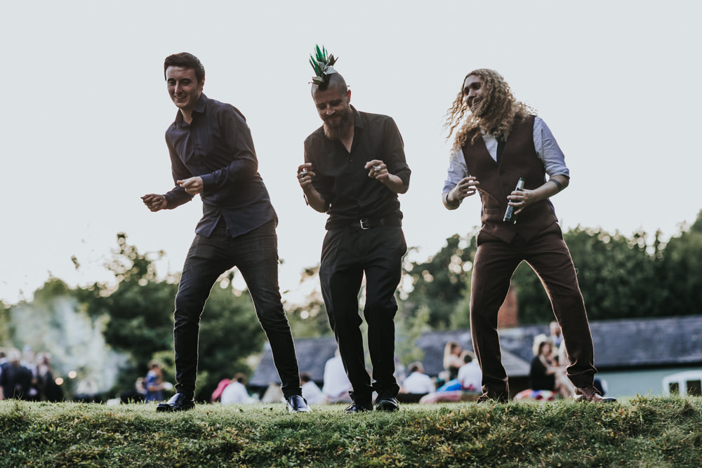 Keeper and The Dell Boho Farm Field Marquee DIY Alternative Rustic Groom Brown Suit Groomsmen | Relaxed Outdoor Wedding with 1000 Rainbow Origami Cranes Dan Biggins Photography