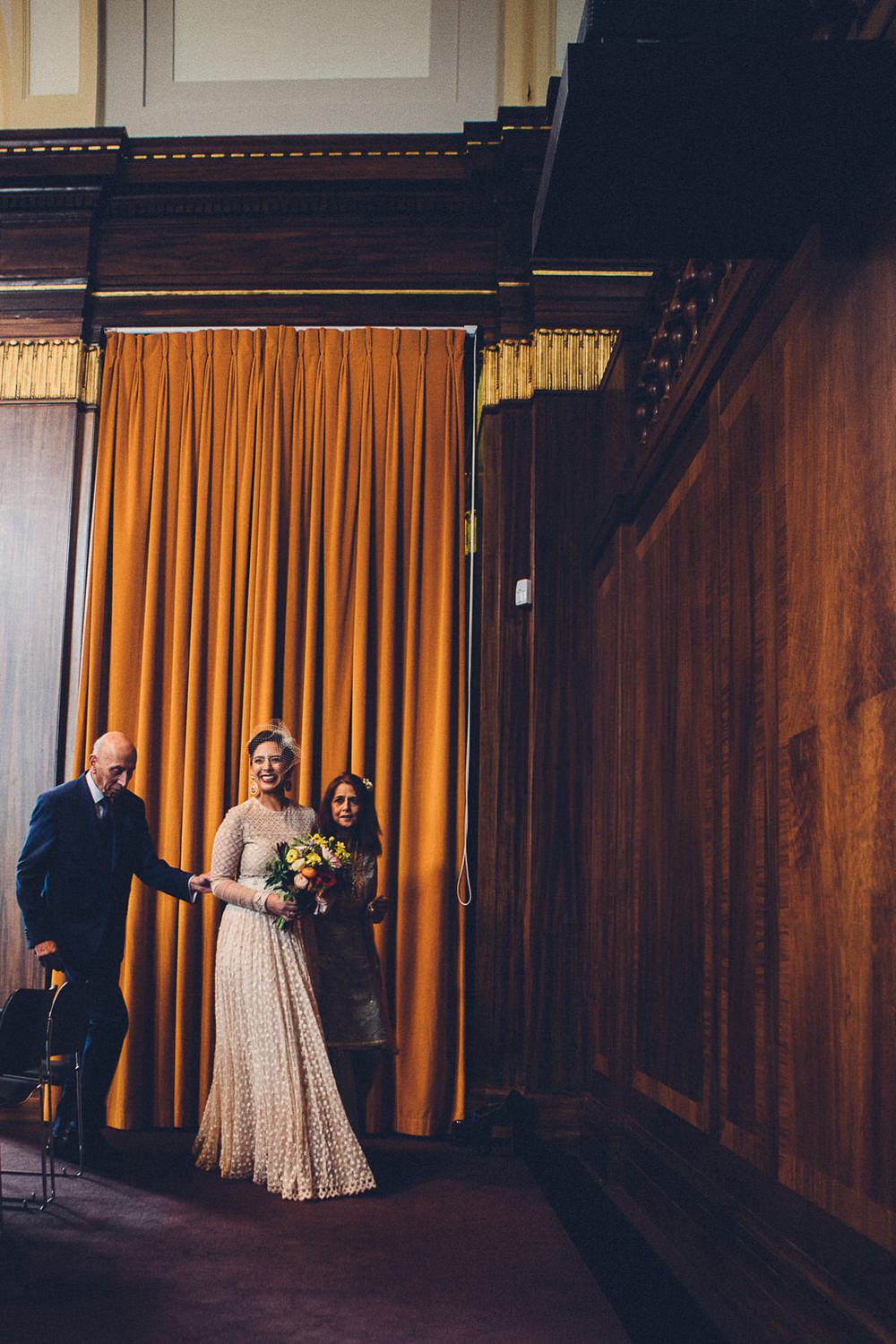 Bride Bridal Ivory Gold Indian Dress Embellished Long Sleeved Birdcage Veil MC Motors Wedding LoveStruck Photography