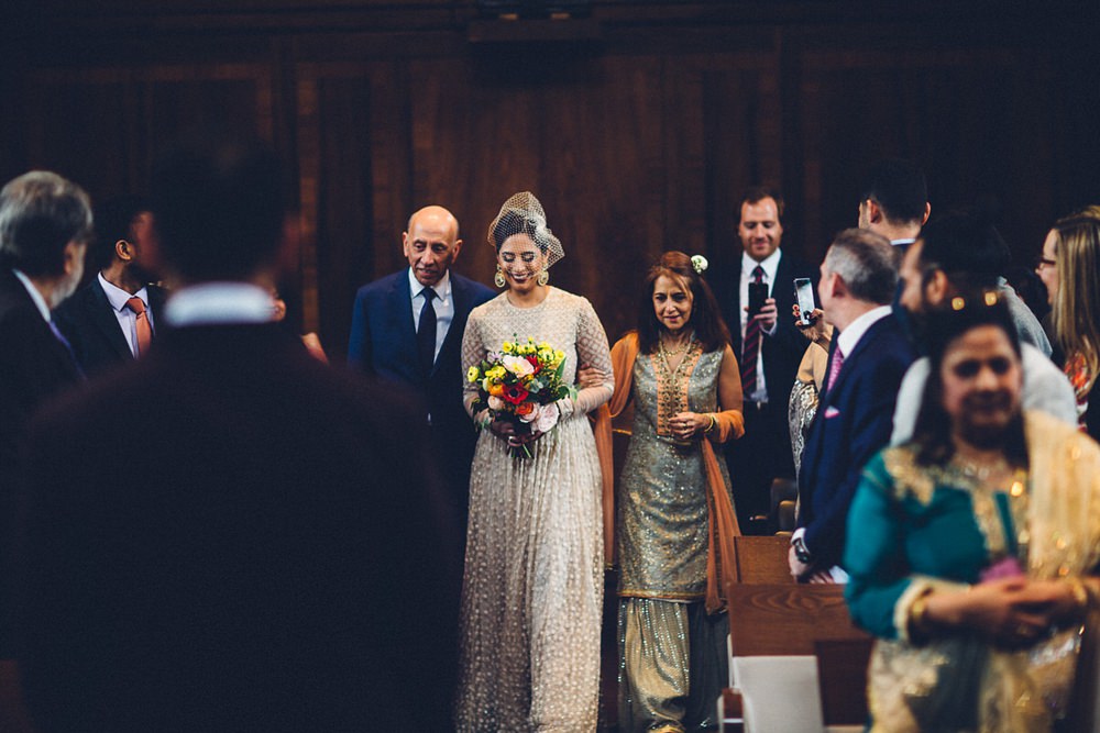 Bride Bridal Ivory Gold Indian Dress Embellished Long Sleeved Birdcage Veil MC Motors Wedding LoveStruck Photography