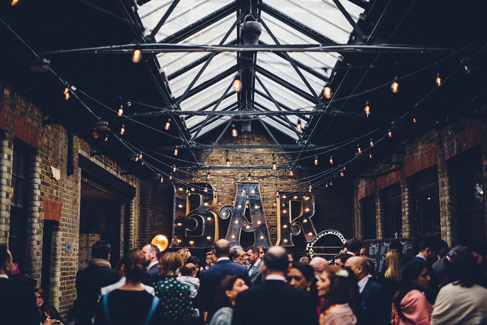 Warehouse Festoon Lights Circus Bar MC Motors Wedding LoveStruck Photography