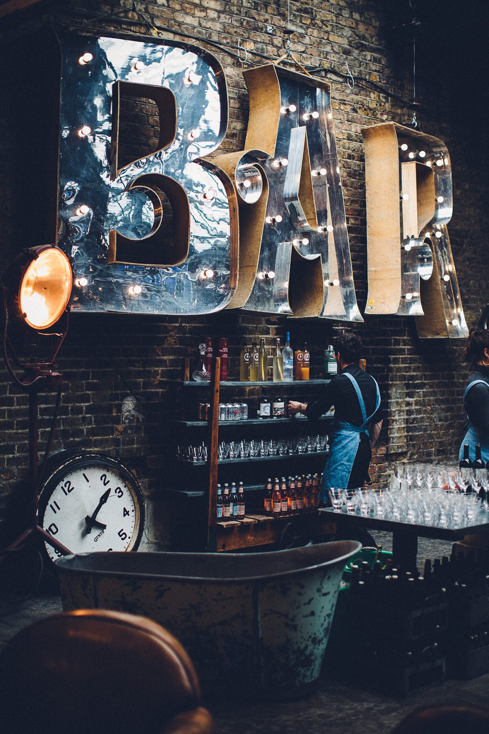 Bar Circus Lights Mirror MC Motors Wedding LoveStruck Photography