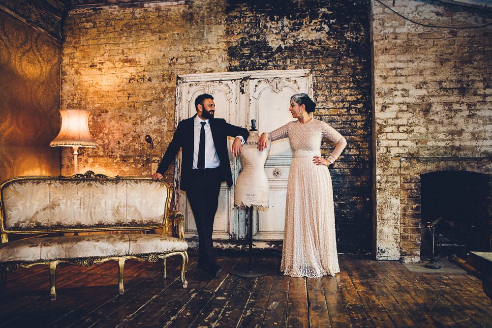Bride Bridal Ivory Gold Indian Dress Embellished Long Sleeved Birdcage Veil Burberry Ox Blood Burgundy Suit Groom MC Motors Wedding LoveStruck Photography